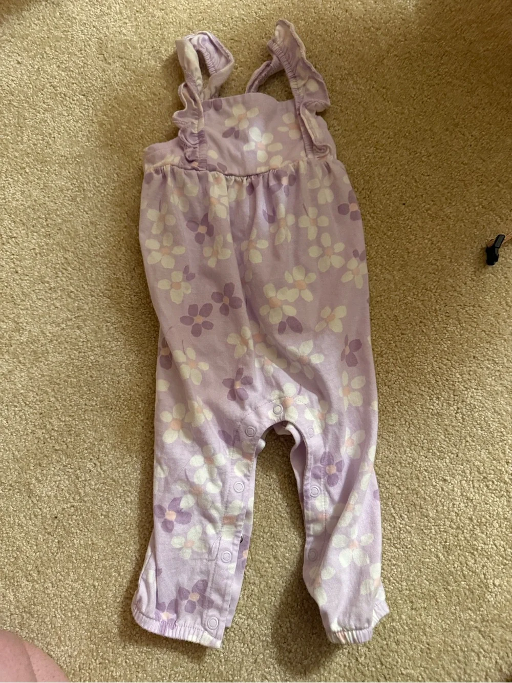 Carter's Lavender Floral Ruffle-Strap Overalls